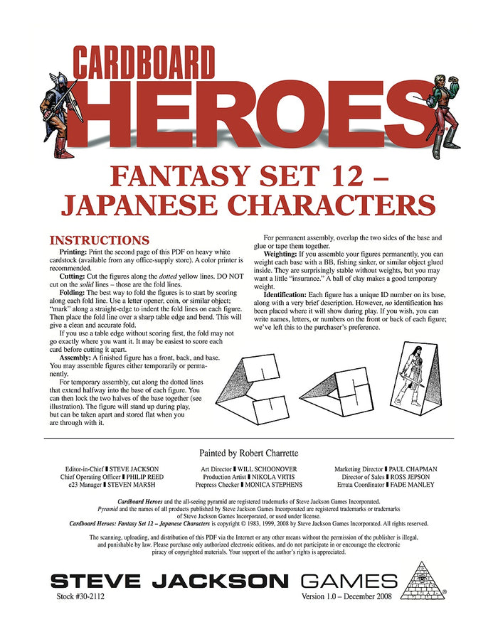 Cardboard Heroes: Fantasy Set 12 - Japanese Characters