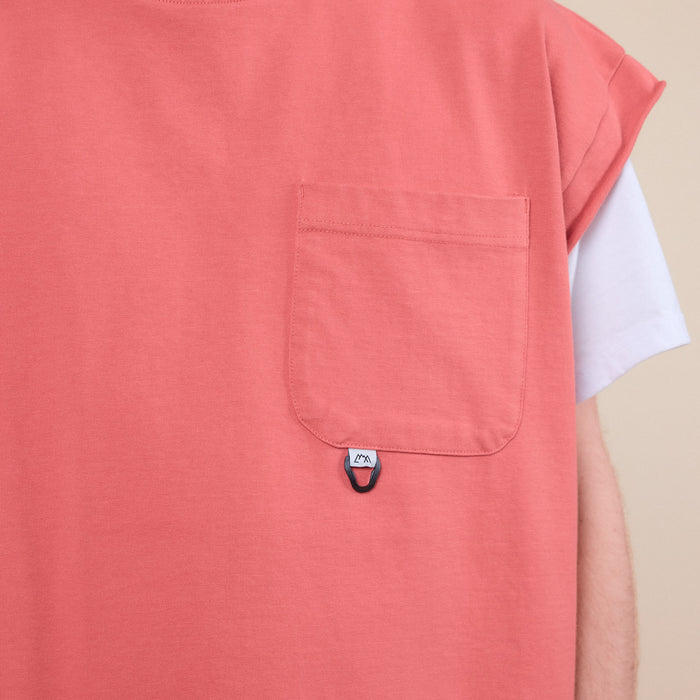 CMF Comfy Outdoor Garment - Heavy Cotton "Slow Dry" No Sleeve Pocket T-Shirt - Salmon