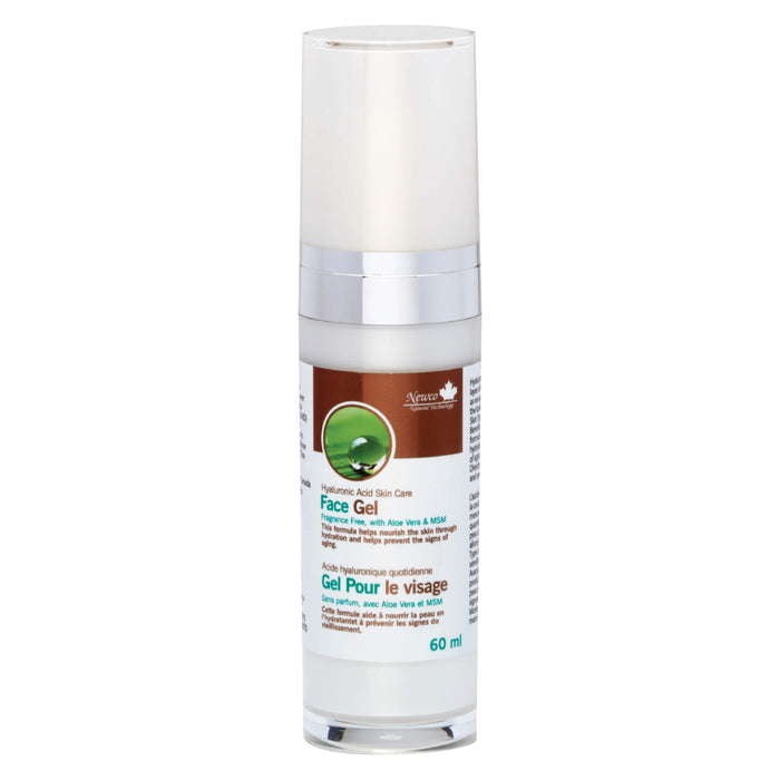 Bottle of NewCo Hyaluronic Acid Skin Care Face Gel Fragrance Free 60ml