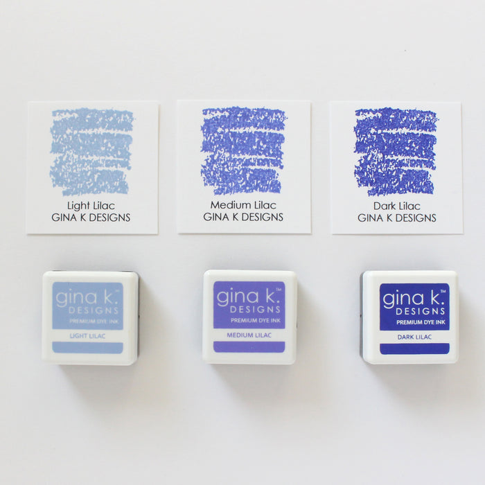 Gina K. Designs - Color Companions Ink Cube Set - Lilac. Gina K. Designs Ink Cubes are acid-free and PH-Neutral. They are convenient for travel and easy to store. They are an economic way to collect lots of colors. Available at Embellish Away located in Bowmanville Ontario Canada.