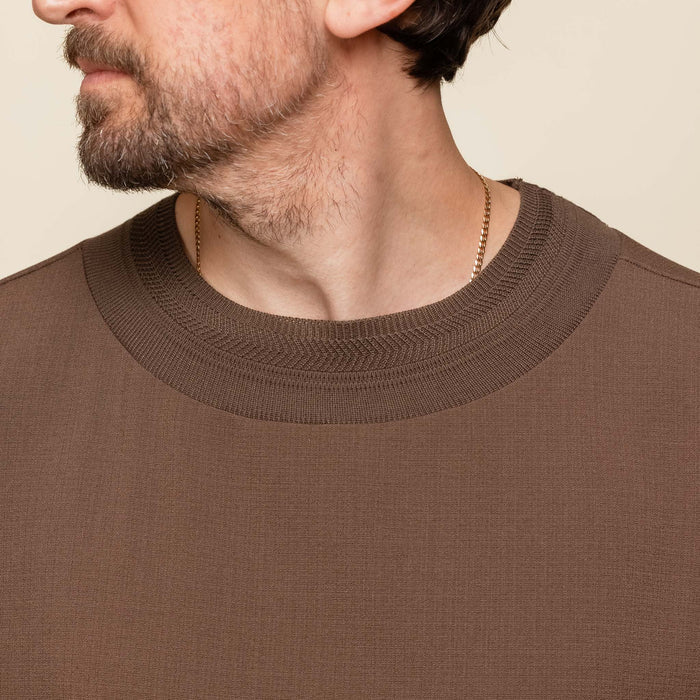 Merely Made - Wide Round Neckline T-Shirt - Wood Brown