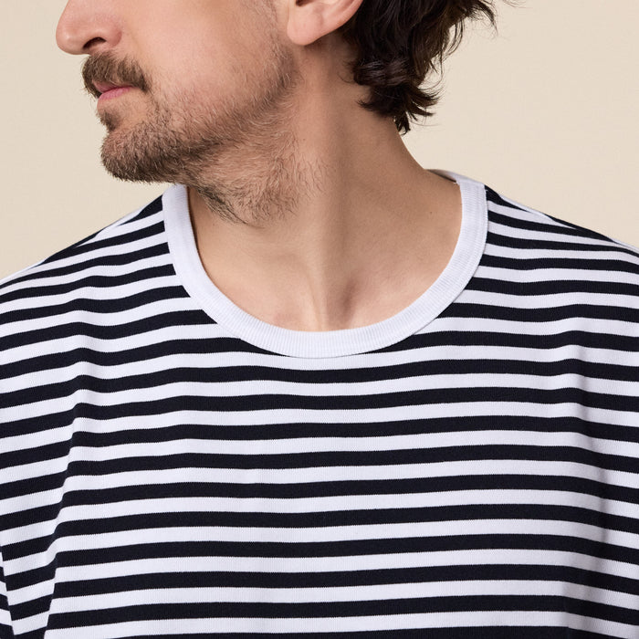 Nanamica - COOLMAX Stripe Jersey Longsleeve Tee - Black/White