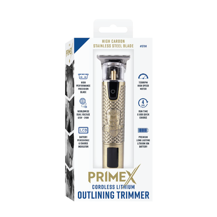 PrimeX Cordless Lithium Outlining Barber Trimmer Brass