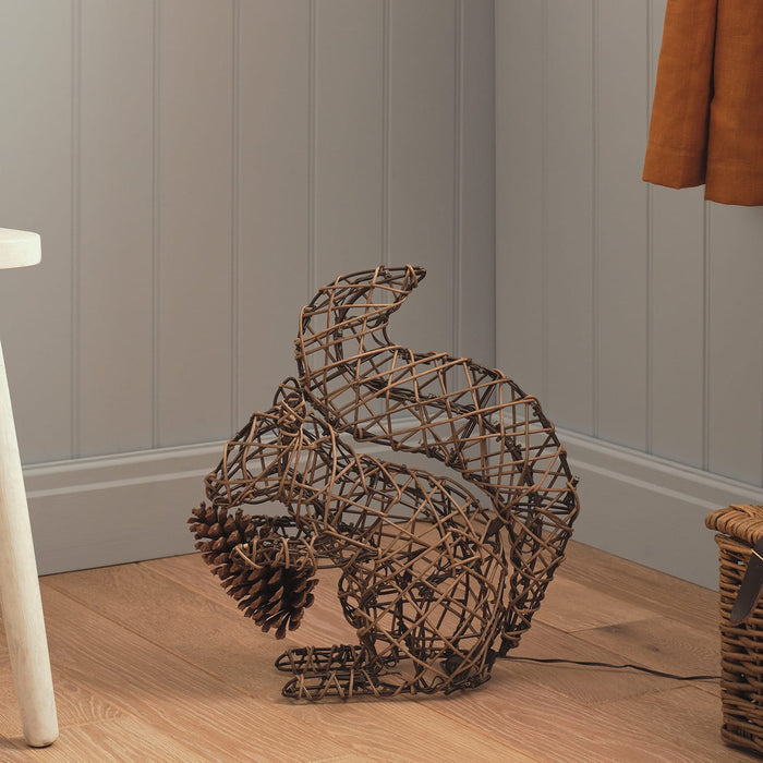 Sherwood Rattan LED Light Up Squirrel Figure