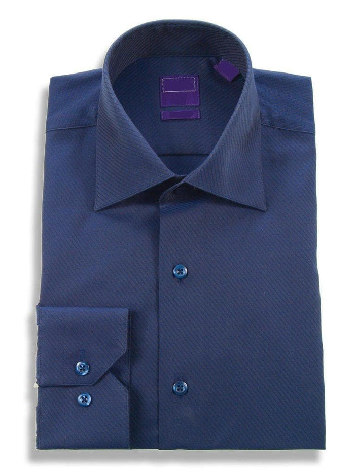 Modena SHIRTS 14 1/2 32/33 Slim Fit Navy Blue Diagonal Striped Cotton Dress Shirt