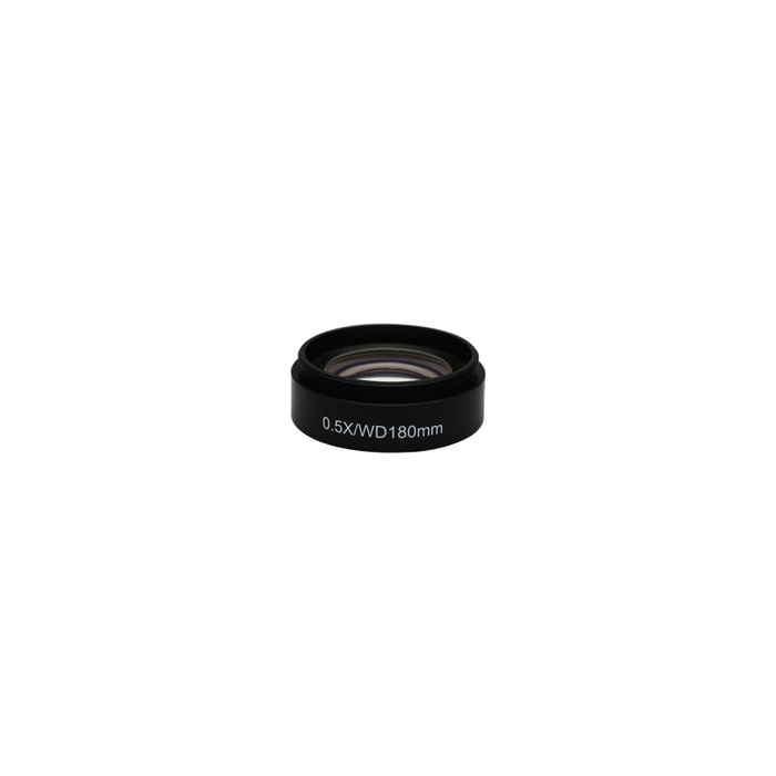 0.5X Auxiliary Objective Barlow Lens for SZ0401 Zoom Stereo Microscope, Screw Thread:M50x0.75mm, SKU SZ04014231, three quarter front view