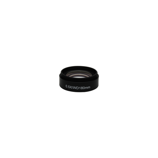 0.5X Auxiliary Objective Barlow Lens for SZ0401 Zoom Stereo Microscope, Screw Thread:M50x0.75mm, SKU SZ04014231, three quarter front view