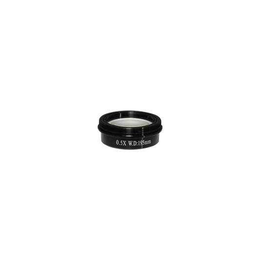 0.5X Auxiliary Objective Barlow Lens for SZ0801 Zoom Stereo Microscope, Screw Thread:M48x0.75mm, SKU SZ08014211, three quarter front view