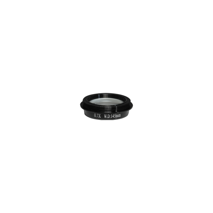 0.7X Auxiliary Objective Barlow Lens for SZ0801 Zoom Stereo Microscope, Screw Thread:M48x0.75mm, SKU SZ08014311, three quarter front view