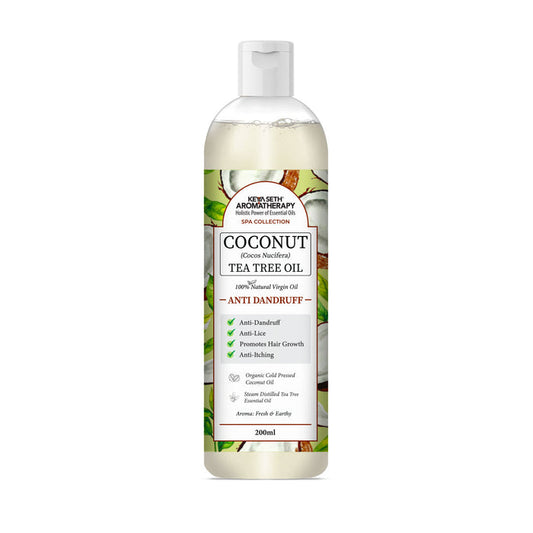 1% Tea Tree & 99% Coconut Oil – Cold Pressed, Promotes Hair Growth, Controls Hair Fall, Dandruff & Lice, Soothes Itching - Keya Seth Aromatherapy