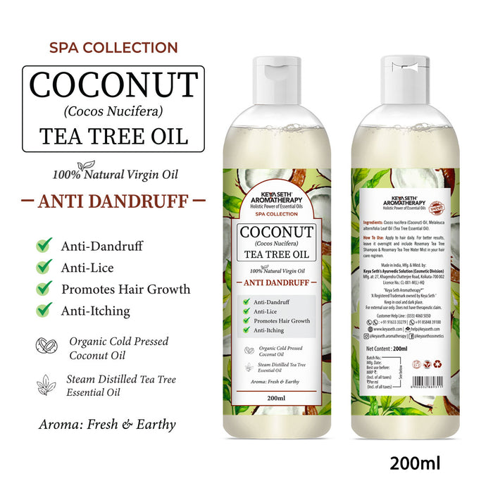 1% Tea Tree & 99% Coconut Oil – Cold Pressed, Promotes Hair Growth, Controls Hair Fall, Dandruff & Lice, Soothes Itching - Keya Seth Aromatherapy