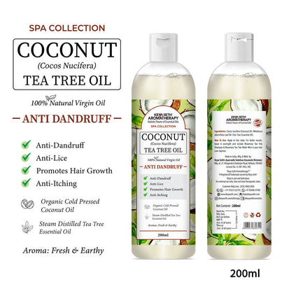 1% Tea Tree & 99% Coconut Oil – Cold Pressed, Promotes Hair Growth, Controls Hair Fall, Dandruff & Lice, Soothes Itching - Keya Seth Aromatherapy