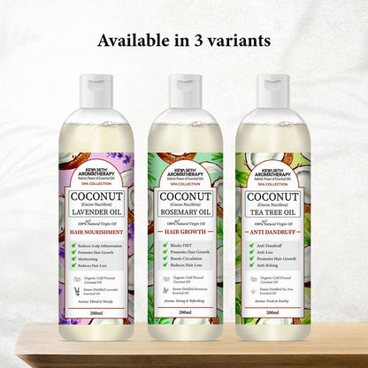 1% Tea Tree & 99% Coconut Oil – Cold Pressed, Promotes Hair Growth, Controls Hair Fall, Dandruff & Lice, Soothes Itching - Keya Seth Aromatherapy