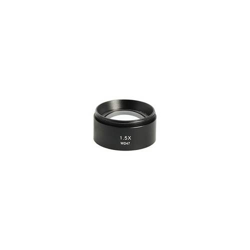 1.5X Auxiliary Objective Barlow Lens for SZ0501, SZ0502 Zoom Stereo Microscope, Screw Thread:M48x0.75mm, SKU SZ05014511, three quarter front view