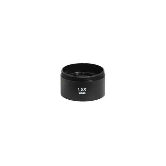 1.5X Auxiliary Objective Barlow Lens for SZ0503 Zoom Stereo Microscope, Screw Thread:M48x0.75mm, SKU SZ05034511, three quarter front view
