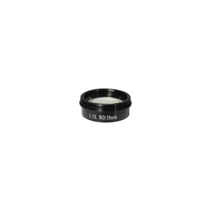 1.5X Auxiliary Objective Barlow Lens for SZ0801 Zoom Stereo Microscope, Screw Thread:M48x0.75mm, SKU SZ08014511, three quarter front view