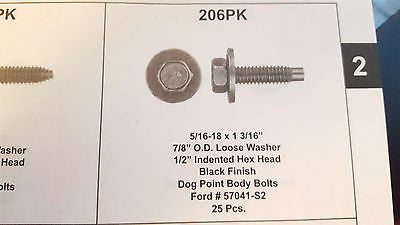 25 pack 5/16-18 X 1 3/16'' 7/8''OD. Loose Washer 1/2'' Indented Hex Head Black