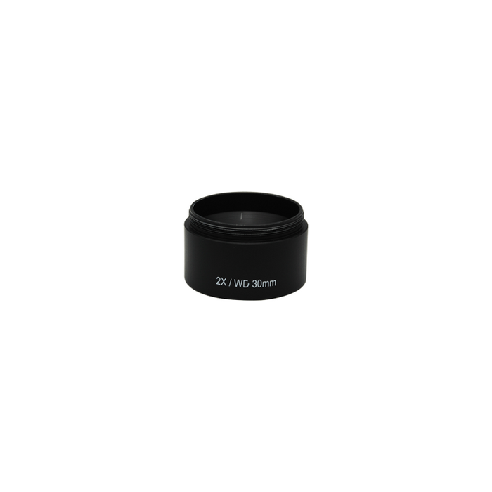 2X Auxiliary Objective Barlow Lens for SZ0401 Zoom Stereo Microscope, Screw Thread:M50x0.75mm, SKU SZ04014631, three quarter front view