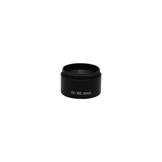 2X Auxiliary Objective Barlow Lens for SZ0401 Zoom Stereo Microscope, Screw Thread:M50x0.75mm, SKU SZ04014631, three quarter front view