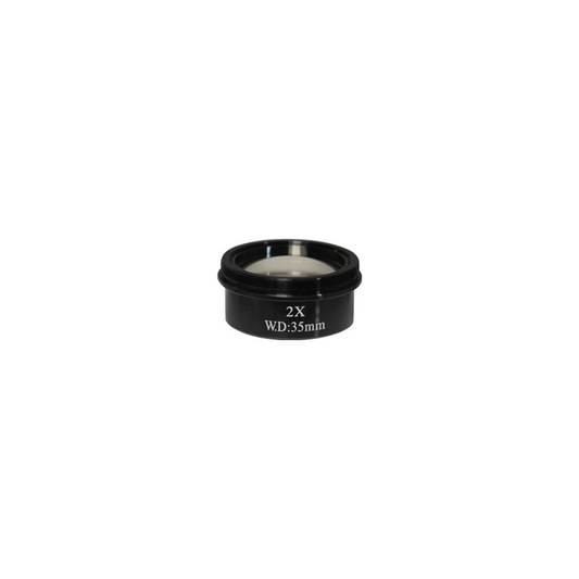 2X Auxiliary Objective Barlow Lens for SZ0801 Zoom Stereo Microscope, Screw Thread:M48x0.75mm, SKU SZ08014611, three quarter front view