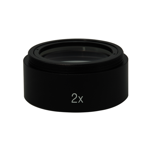 2X Auxiliary Objective Barlow Lens for SZ2701 Zoom Stereo Microscope, Screw Thread:M52x0.75mm, SKU SZ27014611, three quarter front view