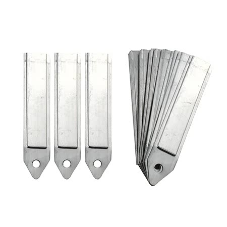 Set of metal labels on a white background