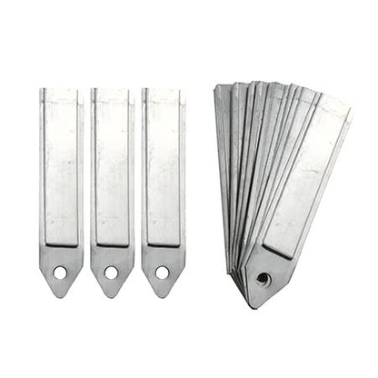 Set of metal labels on a white background