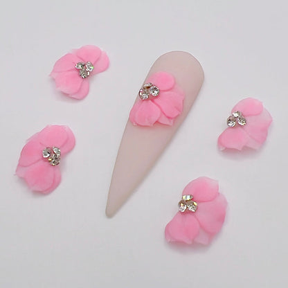 4pcs PINK 3D Acrylic Nail Flowers