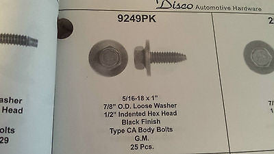 9249pk 5/16 18 X 1'' Body Bolts Black Finish
