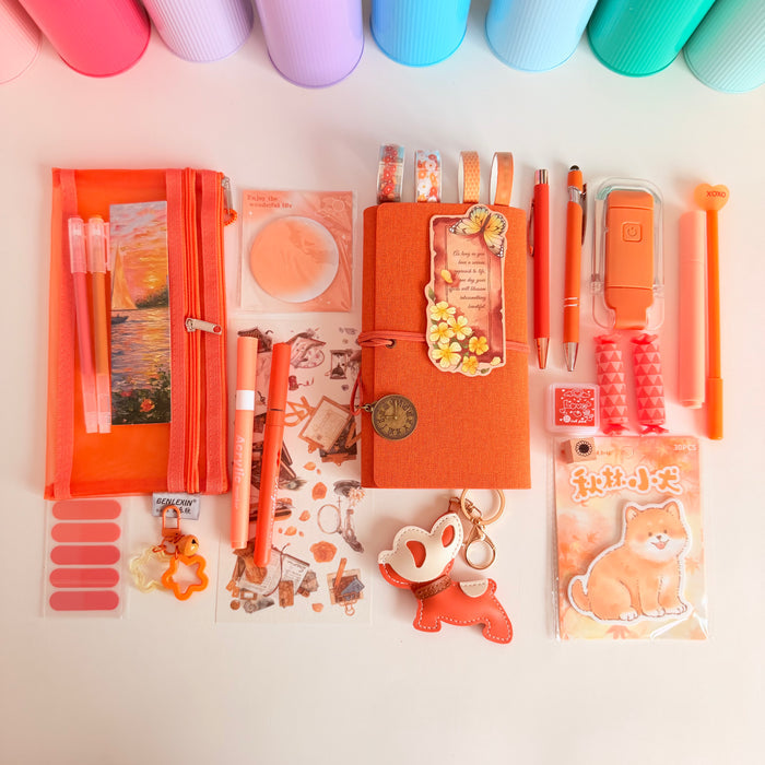 Orange Desk Essentials | Aesthetic Journal Gift Set