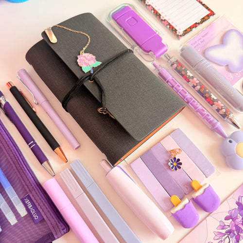 Midnight Lavender Stationery Bundle | Black Journal Gift Set