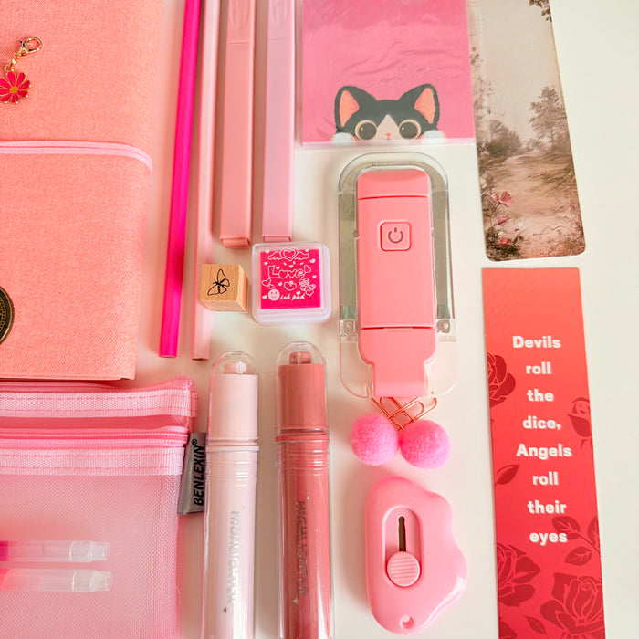 Pink Stationery Gift Box – Journal, Pens & Cute Desk Accessories Set