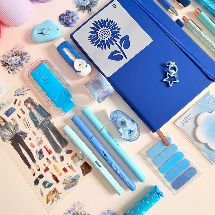 Blue Stationery Gift Set – Notebook, Pencil Case, Pens & Accessories