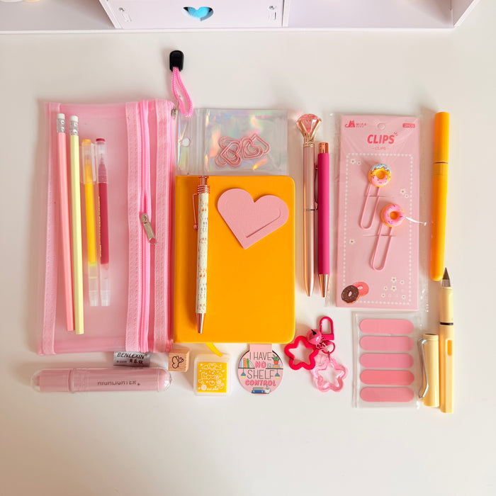 Pink & Yellow Stationery Set – Cute Desk & Journaling Essentials