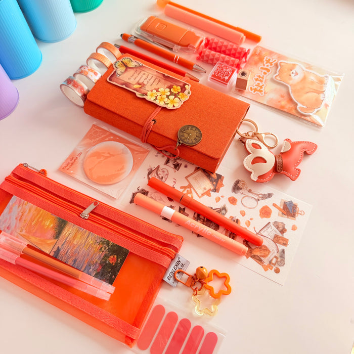 Orange Desk Essentials | Aesthetic Journal Gift Set