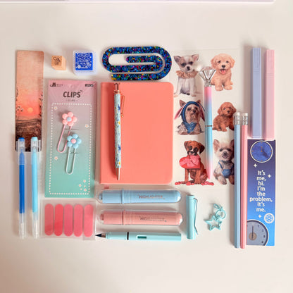Pastel Pink & Blue Stationery Set – Cute Journal & Study Bundle