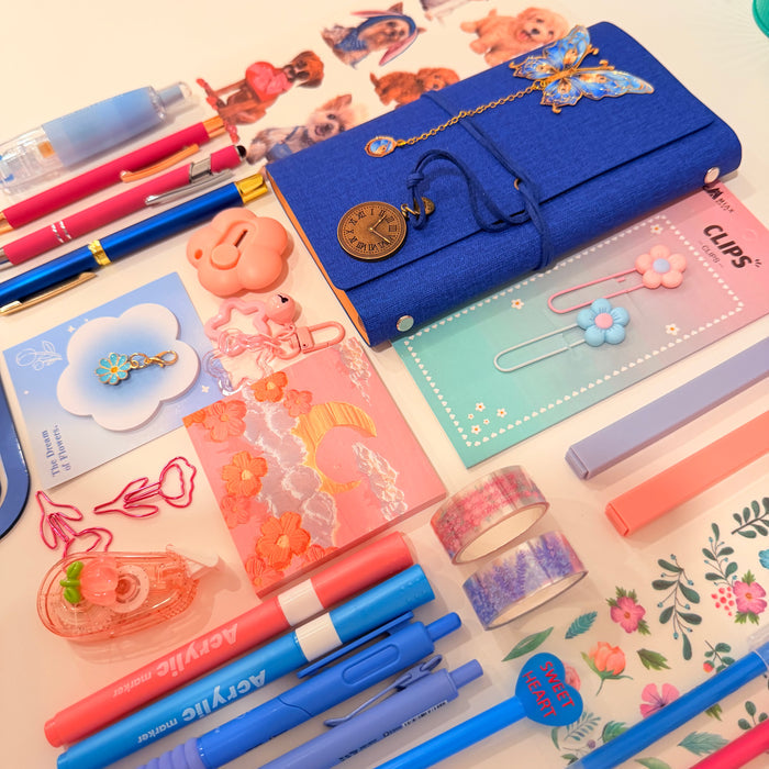 Blue & Pink Journal Set | Aesthetic Stationery Bundle