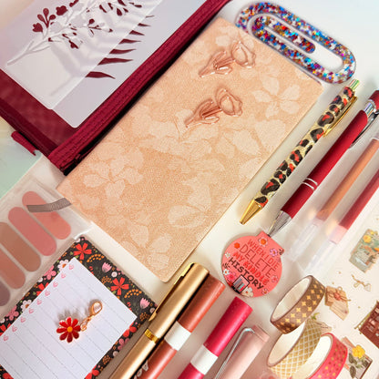 Burgundy & Beige Desk Set | Floral Journal Stationery Gift Box