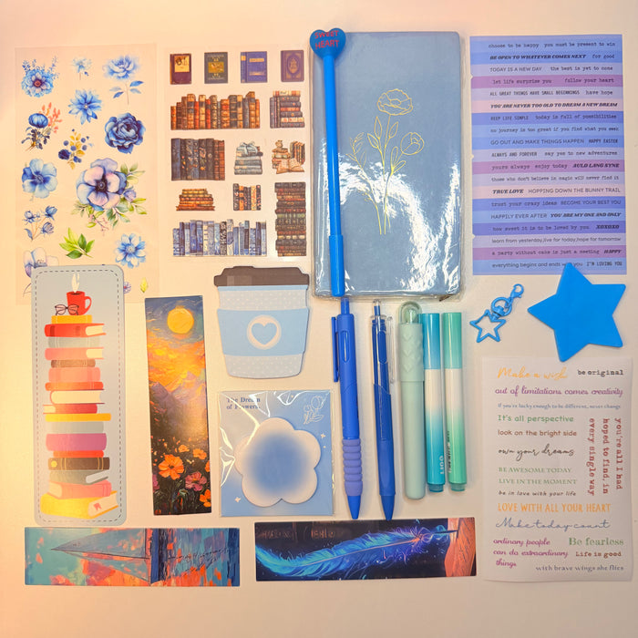 Blue Aesthetic Stationery Box – Cute Journaling Kit & Study Set 💙✨