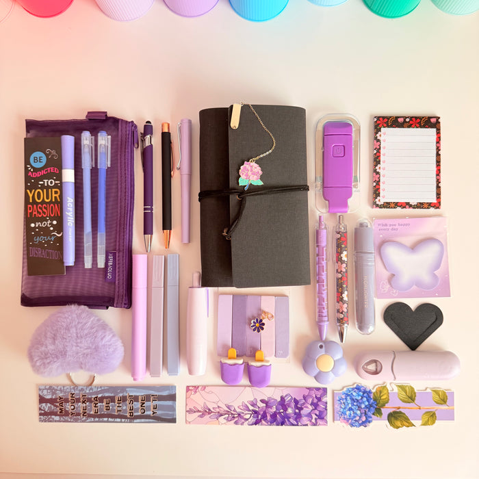 Midnight Lavender Stationery Bundle | Black Journal Gift Set