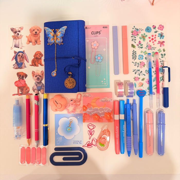 Blue & Pink Journal Set | Aesthetic Stationery Bundle