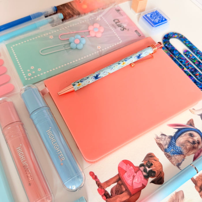 Pastel Pink & Blue Stationery Set – Cute Journal & Study Bundle