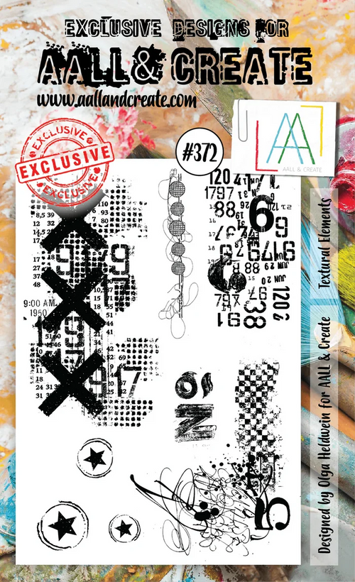AALL and Create Stamp Set - 372 - Textural Elements. Size: 10cmx15cm | 3.9"x5.9". Available at Embellish Away located in Bowmanville Ontario Canada.