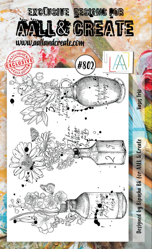 AALL and Create Stamp Set - 802 - Vases Trio. Size: 10cmx15cm | 3.9"x5.9". Available at Embellish Away located in Bowmanville Ontario Canada.
