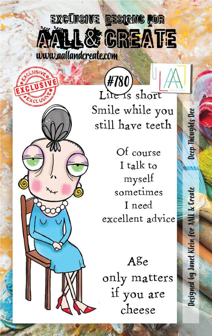 AALL & Create Stamp Set - 780 - Deep Thoughts Dee. Size: 7.3x10.25 cm | 2.9"x4". Available at Embellish Away located in Bowmanville Ontario Canada.