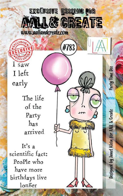 AALL & Create Stamp Set - 783 - Party Time Dee. Size: 7.3x10.25 cm | 2.9"x4". Available at Embellish Away located in Bowmanville Ontario Canada.