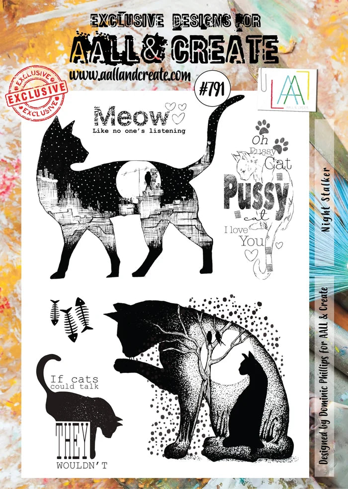AALL & Create Stamp Set - 791 - Night Stalker. Size: 20.5 cmx29.2cm | 8"x11.5". Available at Embellish Away located in Bowmanville Ontario Canada.