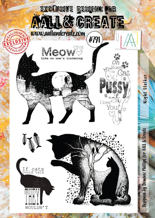 AALL & Create Stamp Set - 791 - Night Stalker. Size: 20.5 cmx29.2cm | 8"x11.5". Available at Embellish Away located in Bowmanville Ontario Canada.