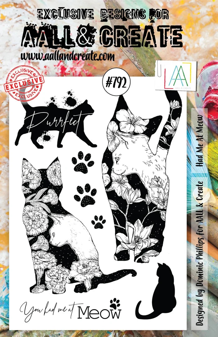 AALL & Create Stamp Set - 792 - Had Me At Meow. Size: 14.6x20 cm | 5.8"x7.9". Available at Embellish Away located in Bowmanville Ontario Canada.