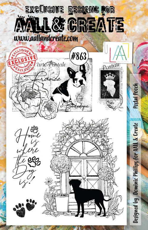 AALL & Create Stamp Set - 863 - Postal Pooch. Size: 14.6x20 cm | 5.8"x7.9". Available at Embellish Away located in Bowmanville Ontario Canada.